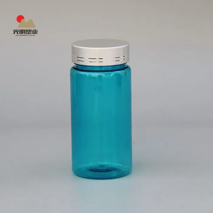 Best Recommend 150ml pet plastic Pharmaceutical blue plastic pill bottles can with screw cap for medicine