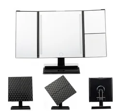 Touch Sensor Table Top Vanity Trifold Makeup Three Fold Make Up 10X Magnifying Tri Fold Makeup Mirror