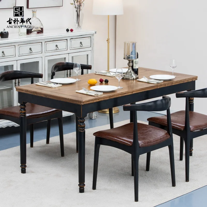 neo-Chinese furniture distressed paint dining table comfortable wooden customization dining table styled dining tables
