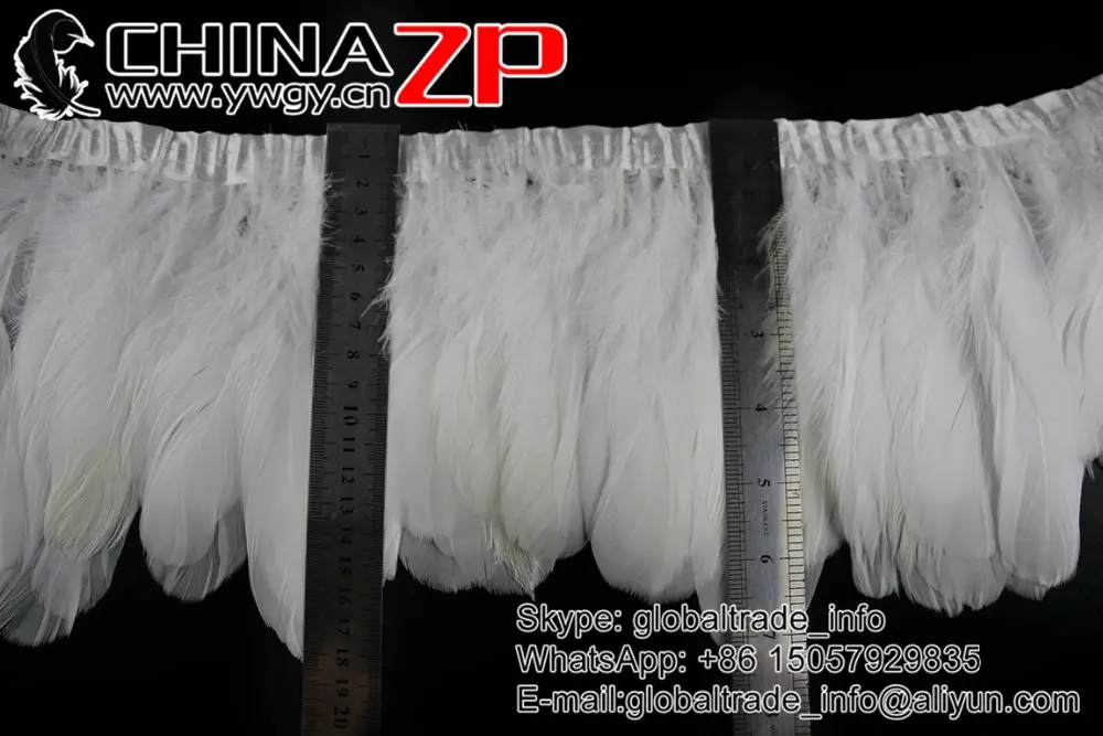 
ZPDECOR Hot Sale White Goose Satinettes Feather fringe For Carnival Decoration Dance Costumes Trim 