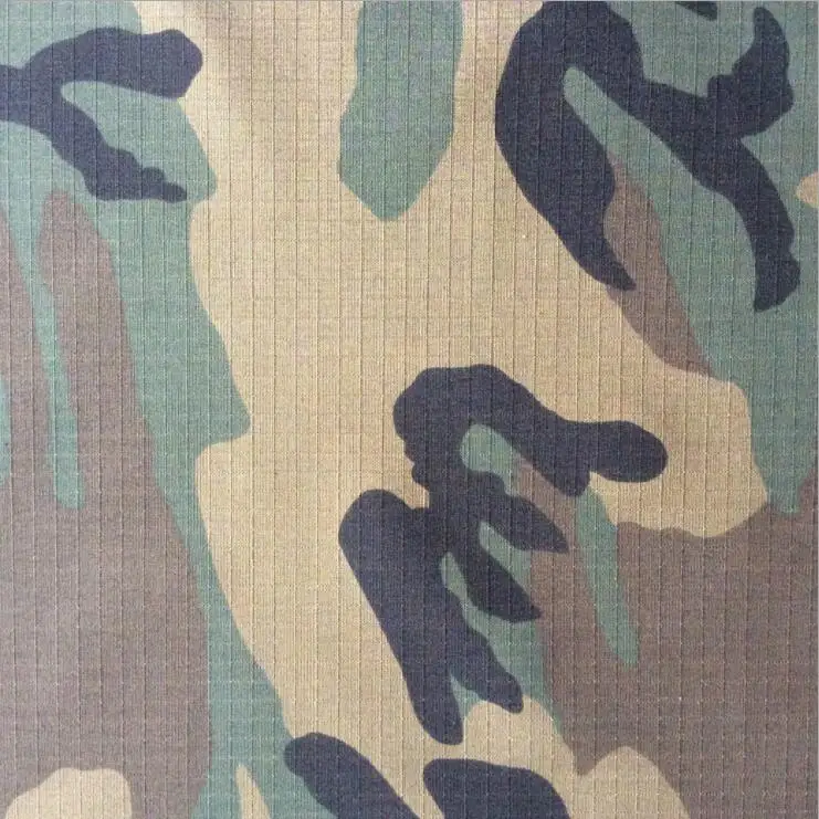 
50/50 polyester/cotton military woodland camouflage ripstop fabric 