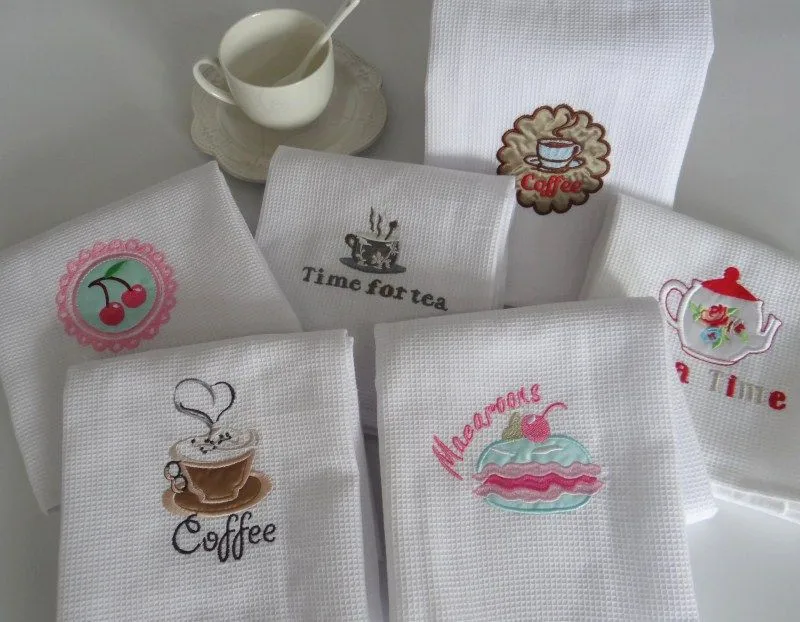 High Quality Custom White Waffle Embroidery Hotel Kitchen Towel Table Napkin