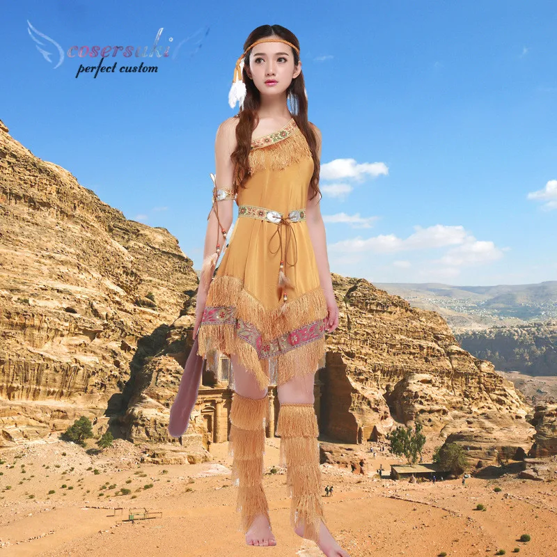 Halloween Ball Party Costume Savage Cosplay Uniform Indian Suit Indian Cosplay Costume