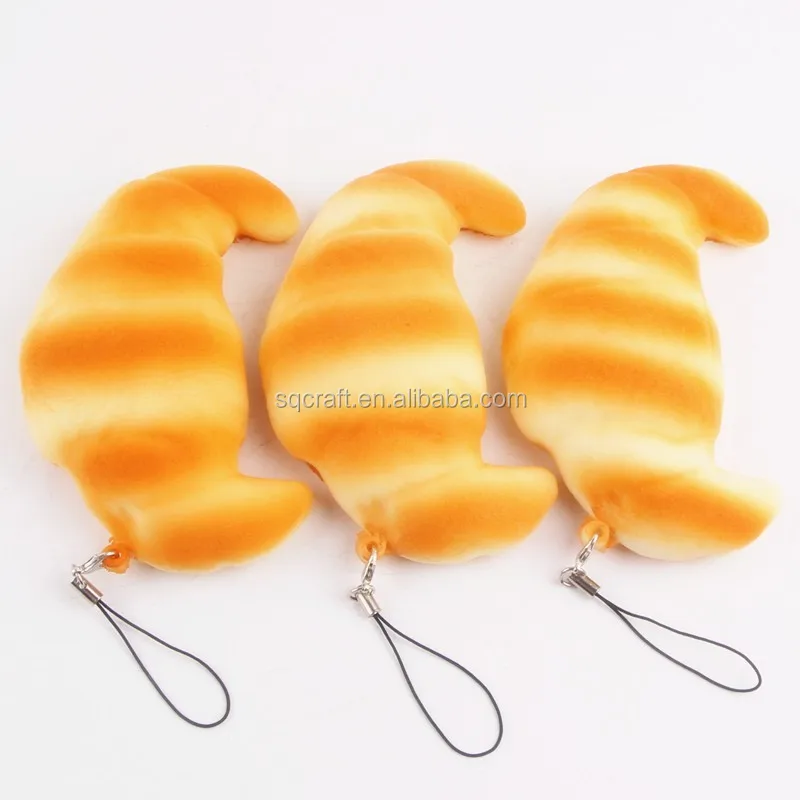 PU Soft Kawaii 10cm Croissant Keychain Phone Pendant