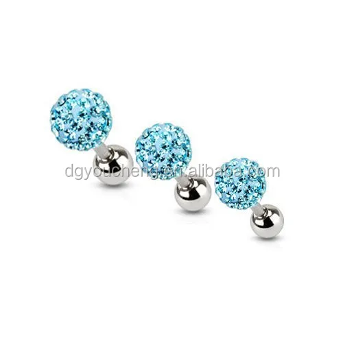 
Stainless Steel Ferido Crystal Tragus Earrings Helix Cartilage Stud 