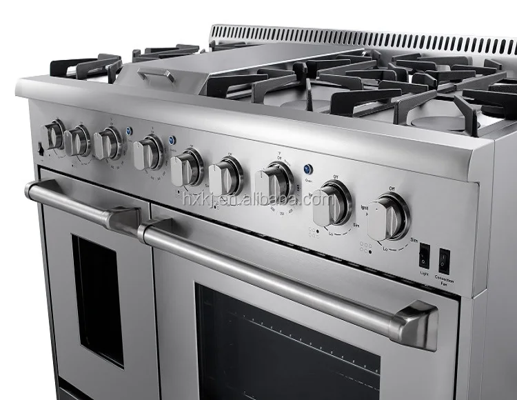 48 дюймовая двойная топлива Электрический духовой шкаф с 6 конфорками печь из нержавеющей стали газовая плита печи