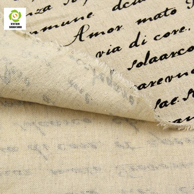 French Newspaper Design Cotton Line Fabric Tablecloths Curtain DIY Sewing For Home Decoration Handicraft