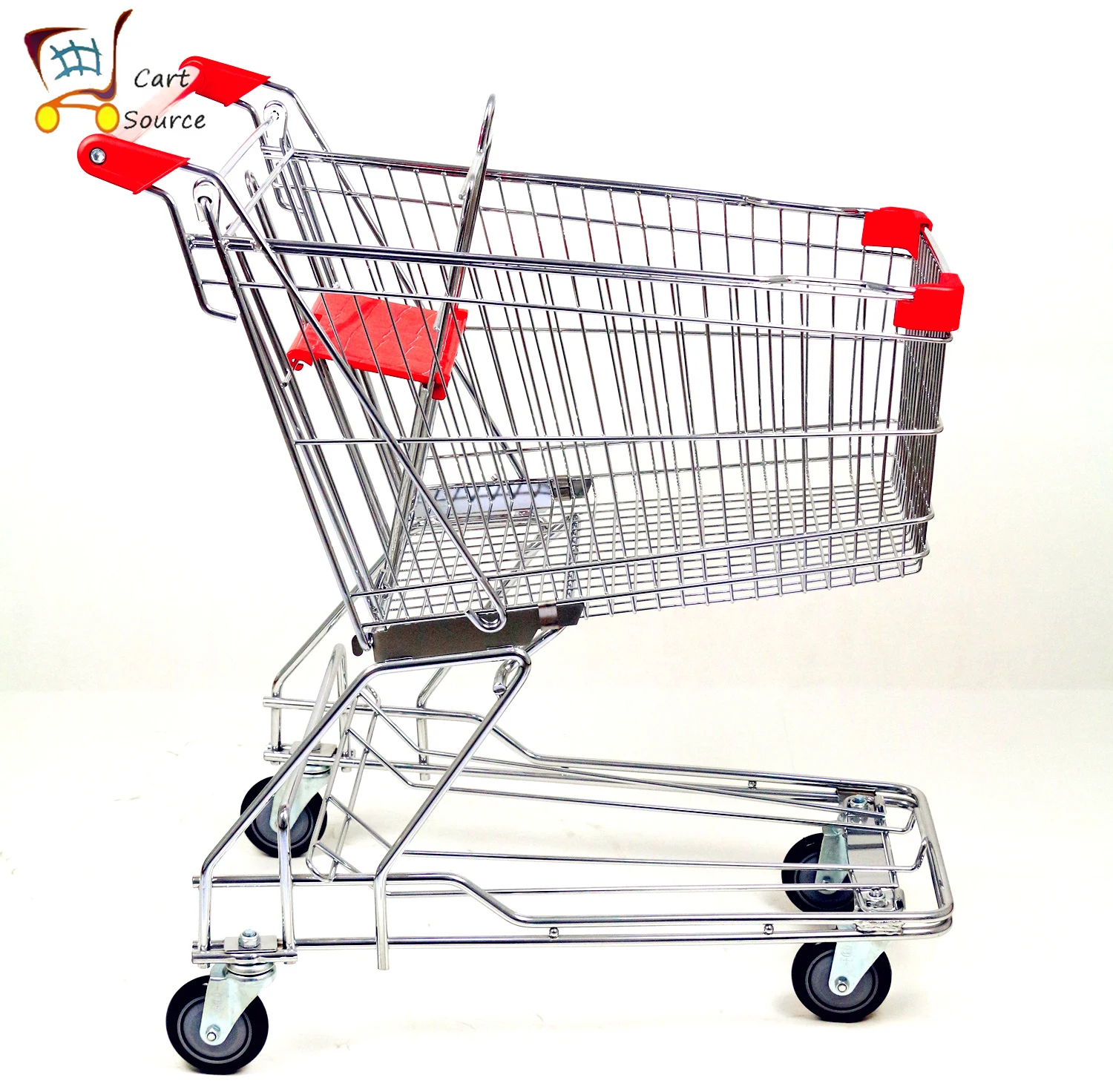 MOQ 20 PCS Chrome Plating 100L Asian Style Supermarket Push Cart, Supermarket Shopping Trolley
