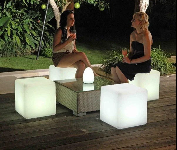 LED cube seat lighting/ RGB rechargeable Led cube light chair / Led garden seat for outdoor