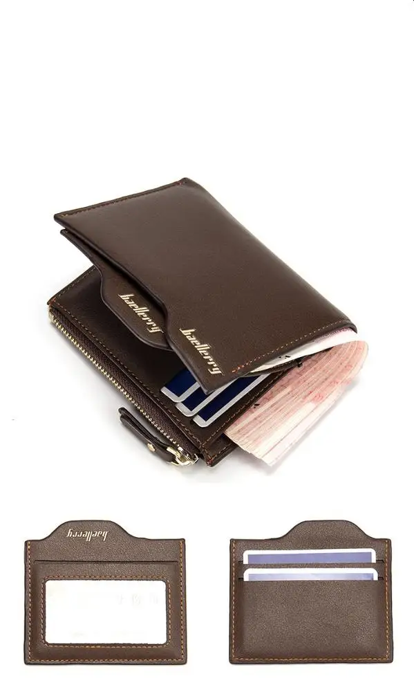 Оригинальный мужской кошелек Baellerry из искусственной кожи на молнии/Роскошный деловой дорожный для мелочи кошельки мужчин