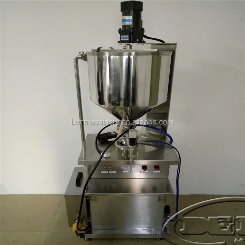 Vertical pneumatic semi-automatic food carton tomato paste peanut butter filling machine  With stirring and heating function