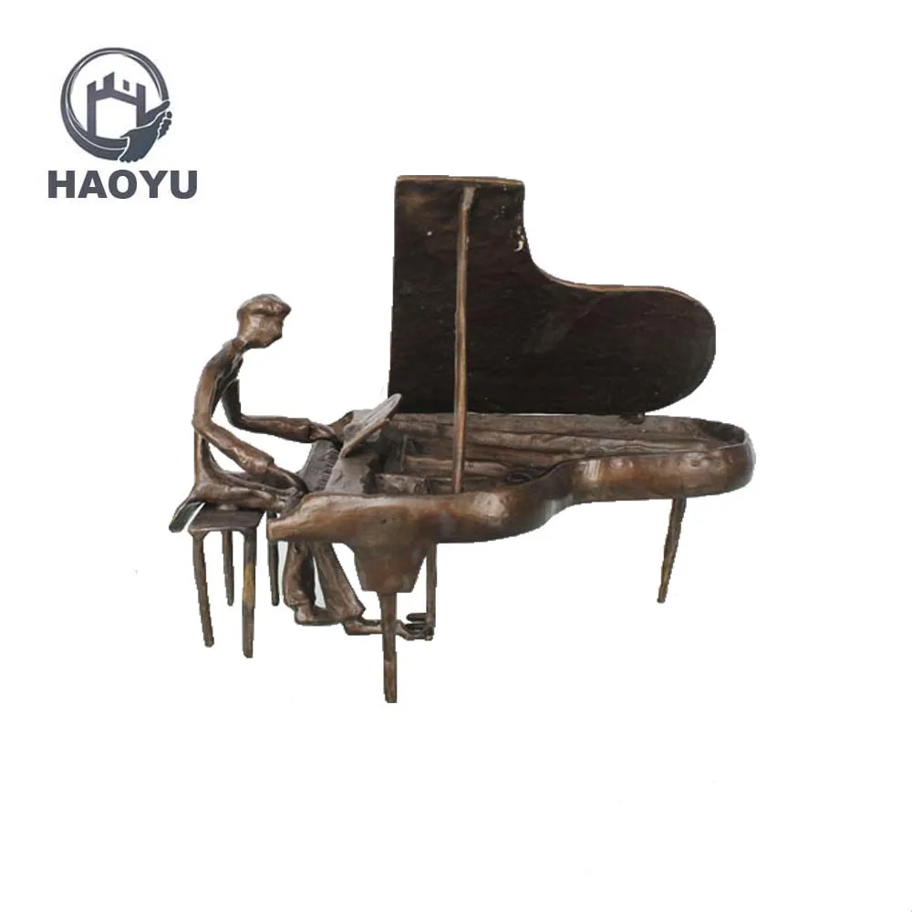 famous bronze musician statues  playing piano theme vintage cast metal sculptures