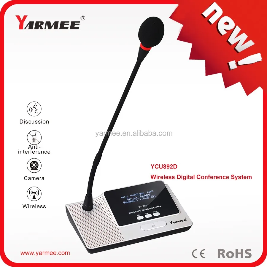 Rechargeable wireless video conference systemconference microphone delegate unit chairman unit YCU892C/D