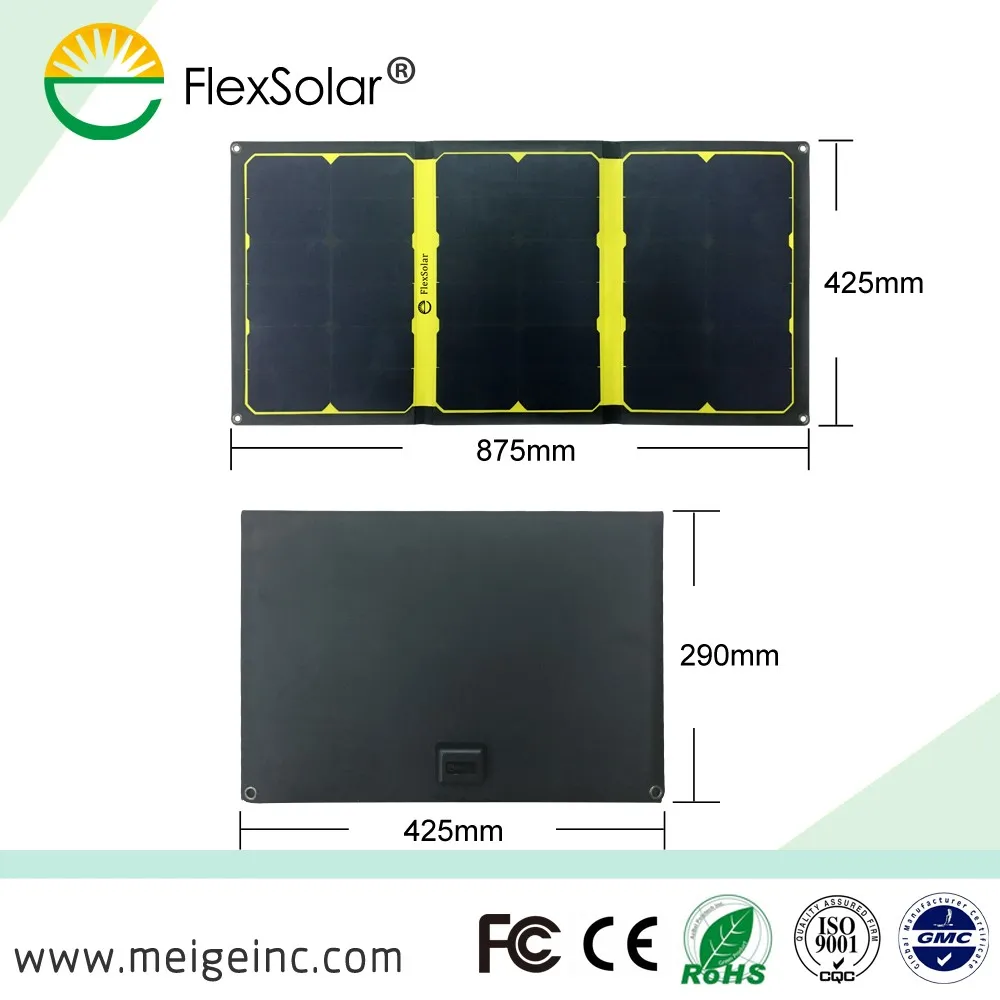 Flexsolar 57W Foldable Solar Charger with Solar Panel and 2Port USB for Cell Phone Tablet when Outdoor