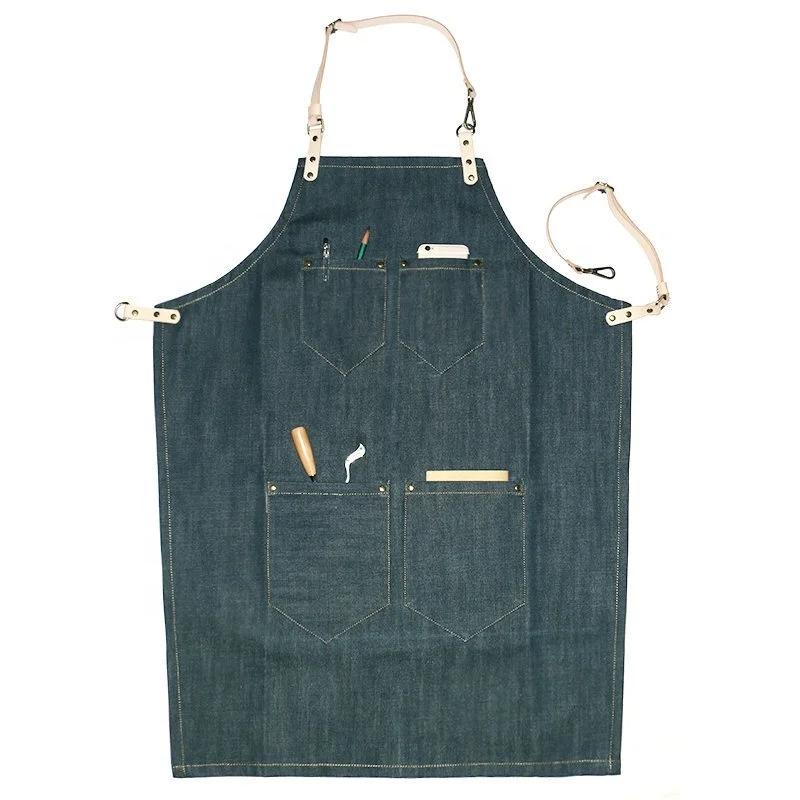 Korean style cross back apron waterproof apron with tool pockets apron for haircut