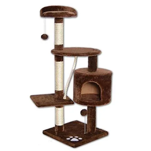 Plush Wooden Pet Condo Tower Furniture Toys Cat Scratcher Tree House