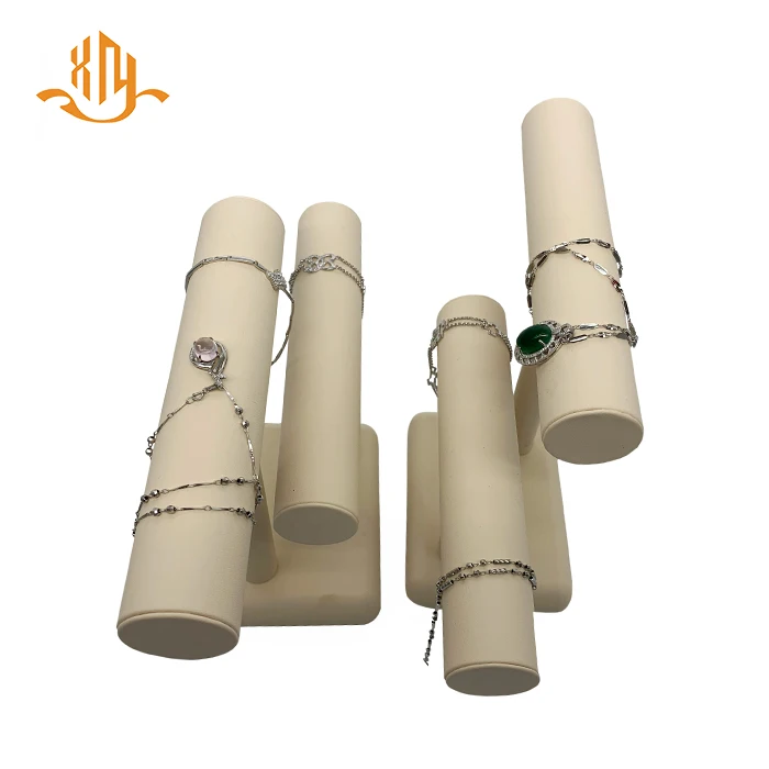 
Custom Wholesale Leather Hovering T-Bar Bracelet Bangle Necklace Jewelry Display Stand 