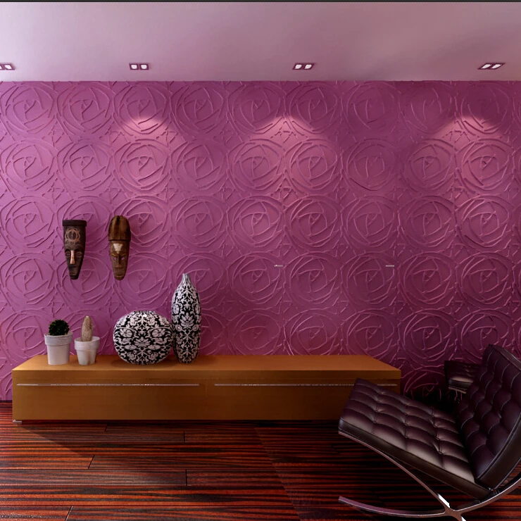 hotel interior wave design purple glitter wallpaper