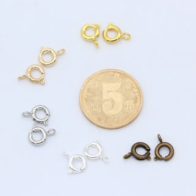 Jewellery Finding Gold Plated Brass Hollow Spring Ring Clasp with open jump ring For jewelry Necklace Making