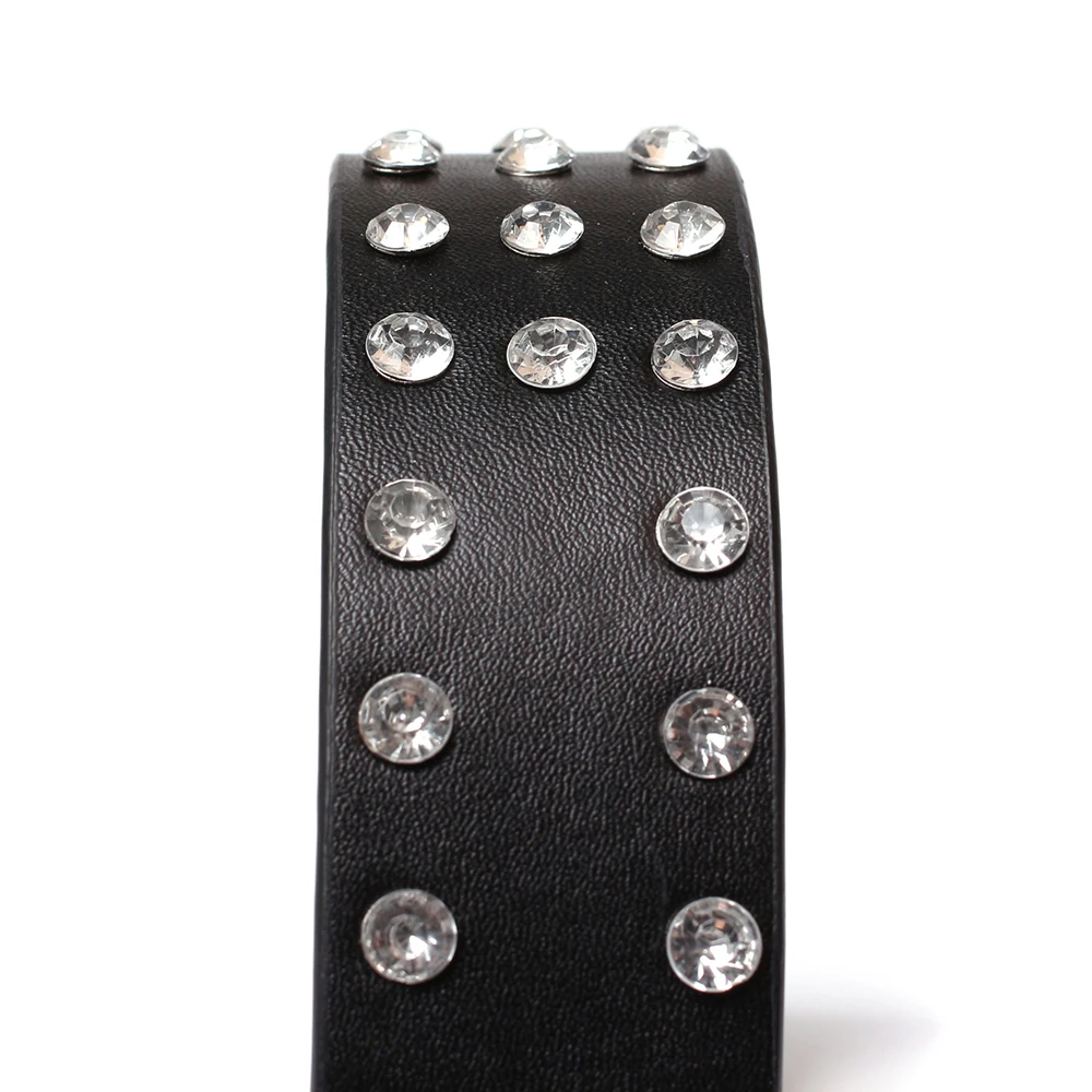 Wholesale beautiful fashion style PU strap alloy buckle ladies rhinestone belt