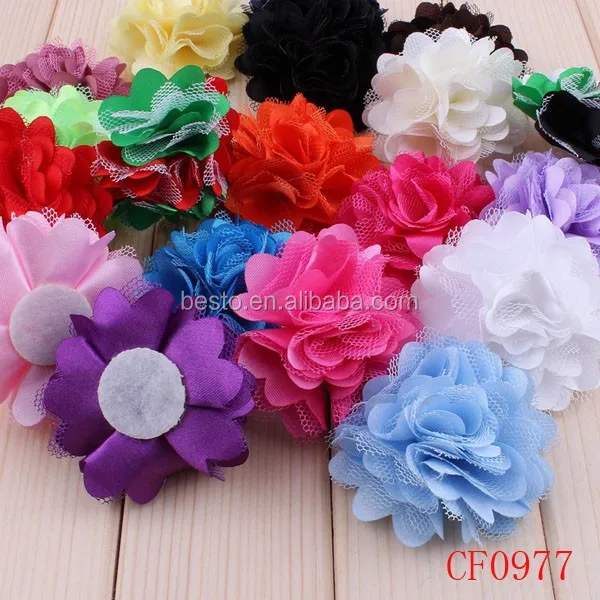 Hot Selling Fabric Flower For Headband, Girls Hair Accessories, Fancy Baby Shabby Flower