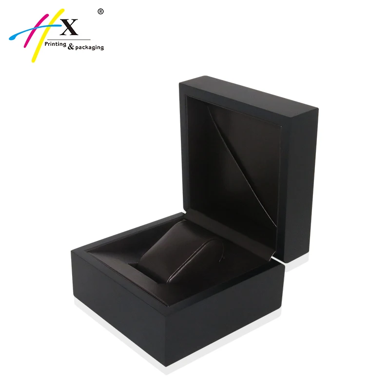black square watch wood box for large face watches with pocket inside