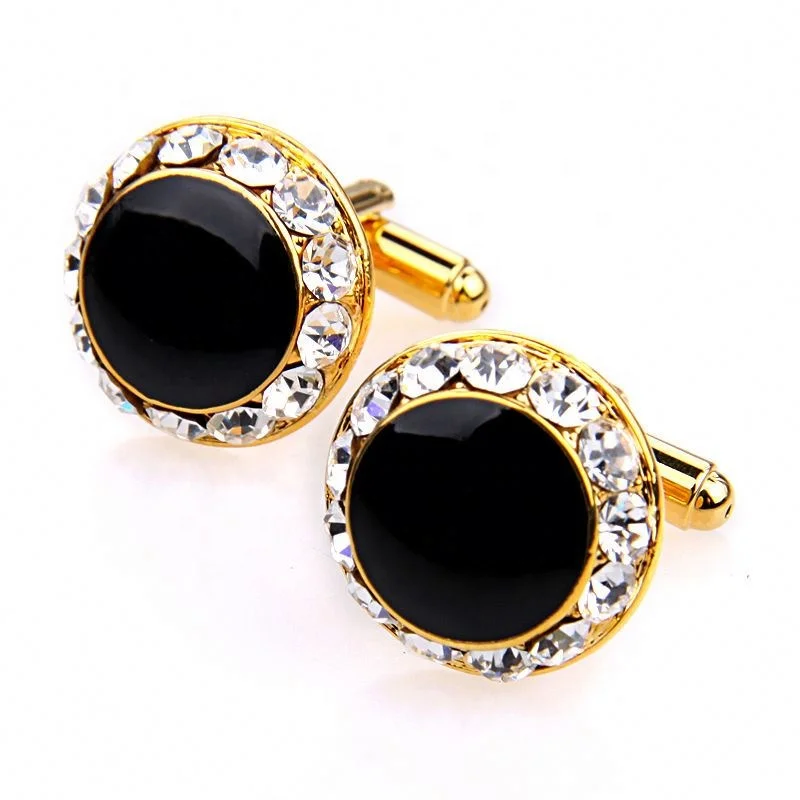
Epoxy Cufflinks Around Cufflinks with Crystal in Party for Men Cuff Links or Tie Clips Wedding Engagement Rhinestone Anniversary 