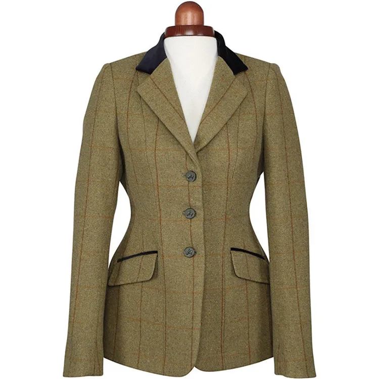 
custom checks pattern ladies tweed equestrian jacket classic show jacket 