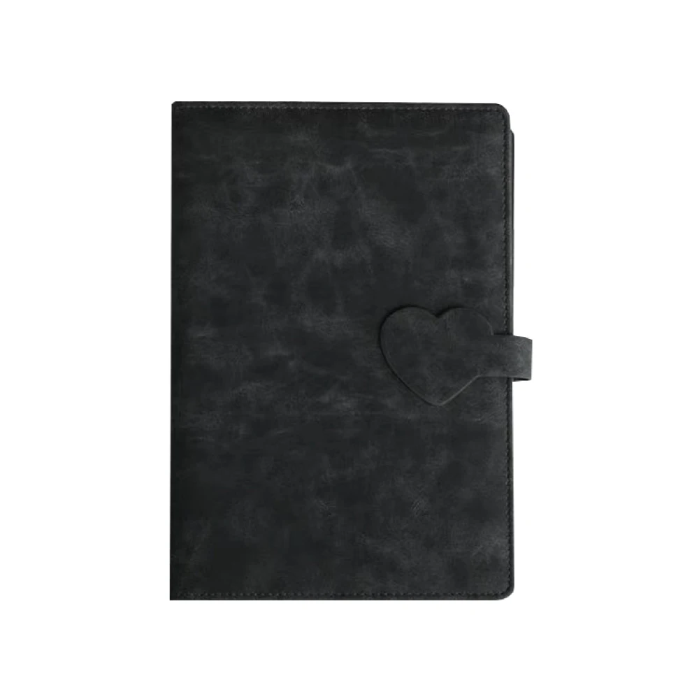 Creative hard cover a5 planner custom logo cheap notepad journal pu leather diary cover Heart-shaped buckle notebook