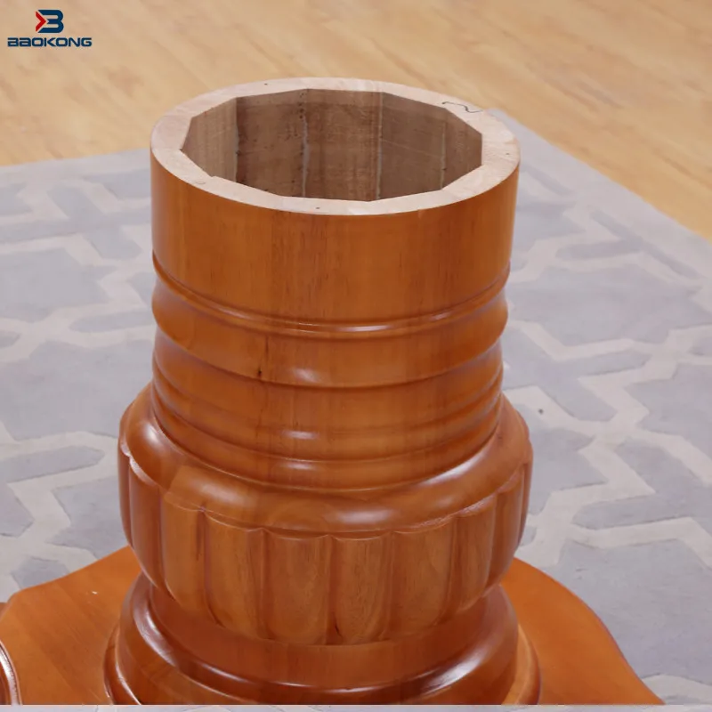 Antique 6 Seat Wooden Rotating Round Dining Table Set