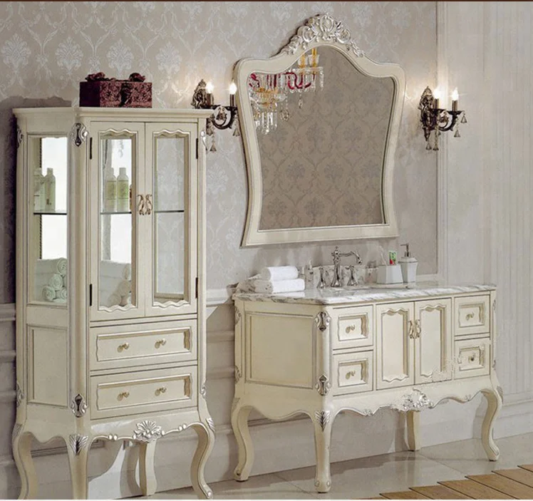 Bisini European Hot Sale Mirrored Solid Wood Bathroom Furniture/Beautiful High Quality Bathroom Cabinet set(BF07-70176)