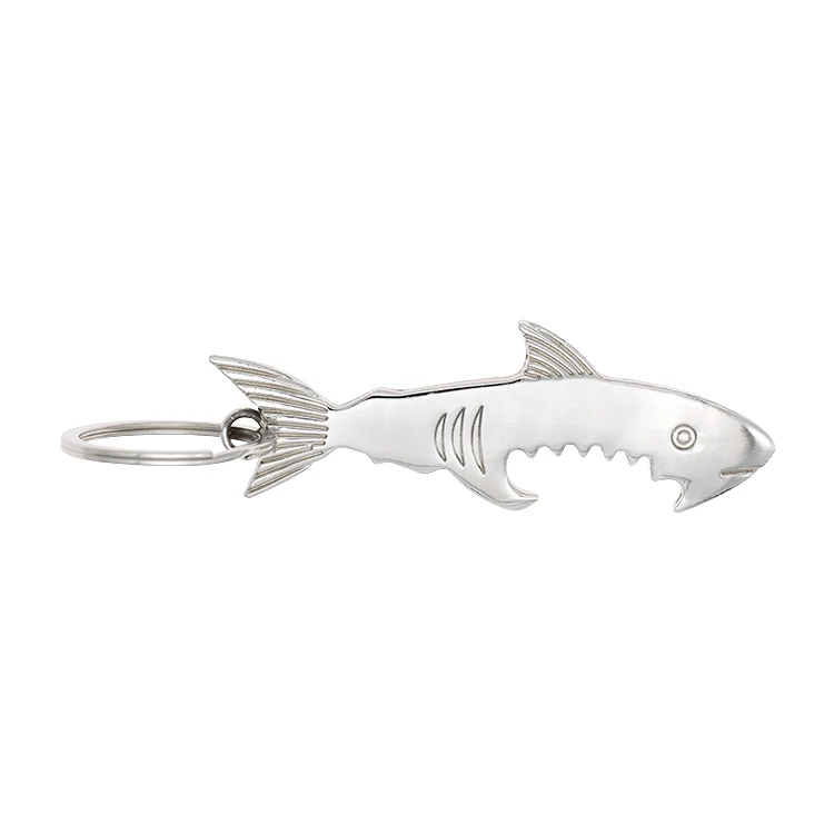 customized silver shark bottle opener with logo