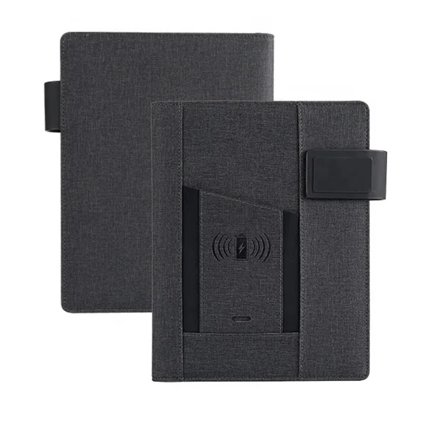 
a5 notebook agenda with power bank and wireless charger 
