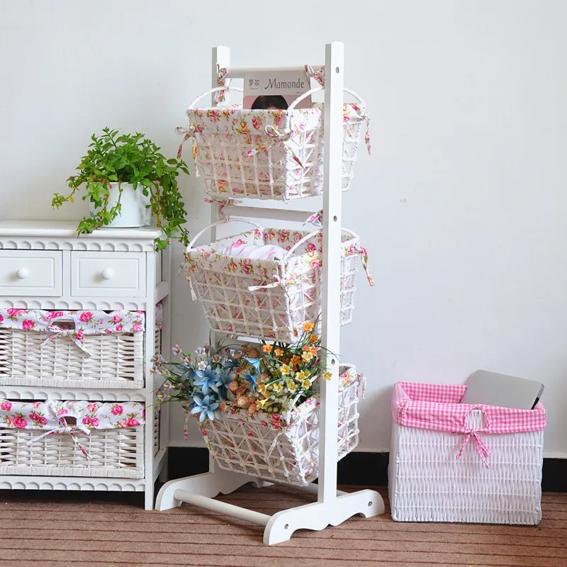 Home Decoration Wooden Stand With 3 Hanging Baskets