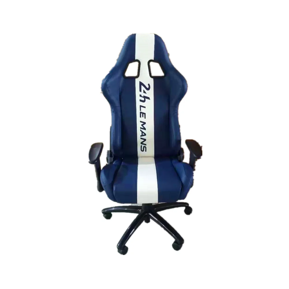 Executive Racing Back Reclining Gaming Chair Blue And White PVC Leather Office Computer Seats With Arm Rest JBR2017