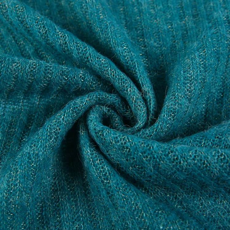 Для свитера, смешанная ткань, горячая Распродажа, свободная ребристая однотонная трикотажная акриловая нейлоновая полиэфирная трикотажная ткань, однотонная трикотажная картина