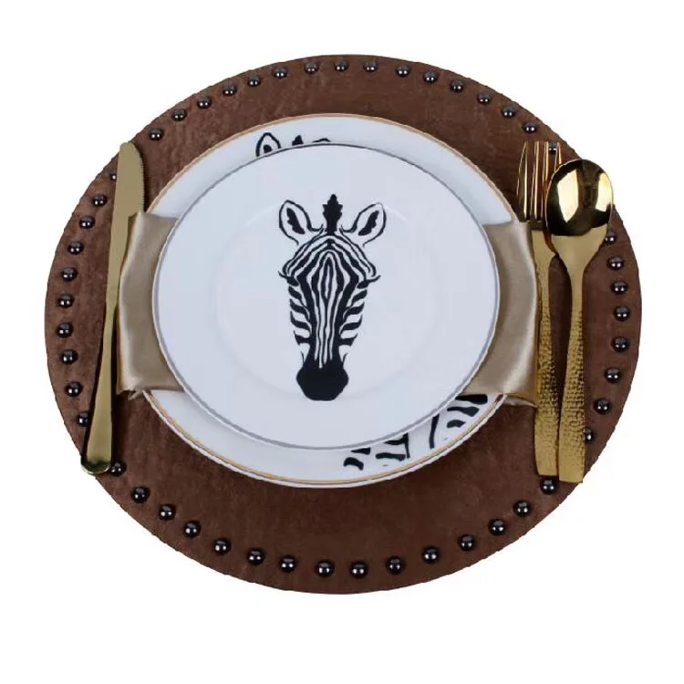 Fine porcelain  dinner plate set with cutlery and mat  for one people