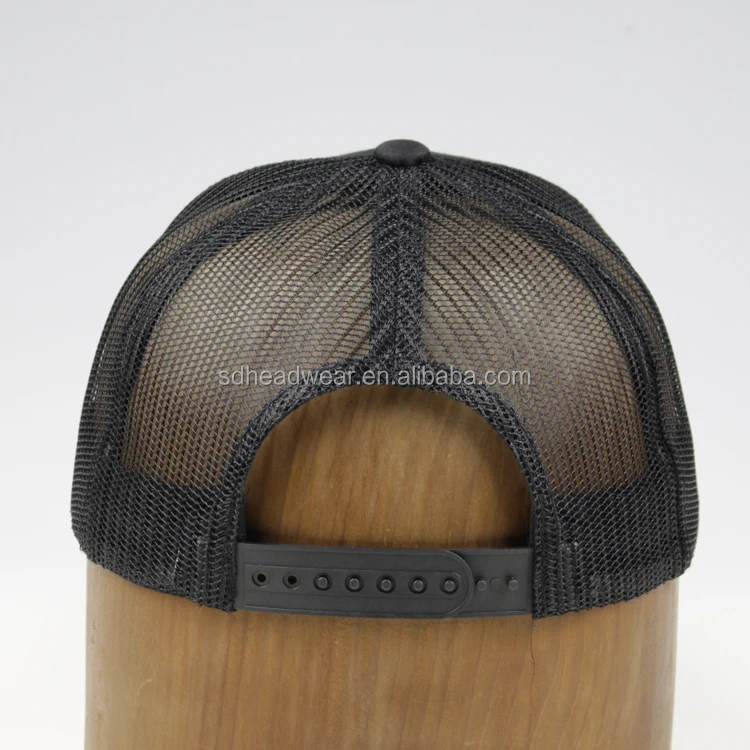 Custom design black cotton curved brim trucker hats with embroidery patch