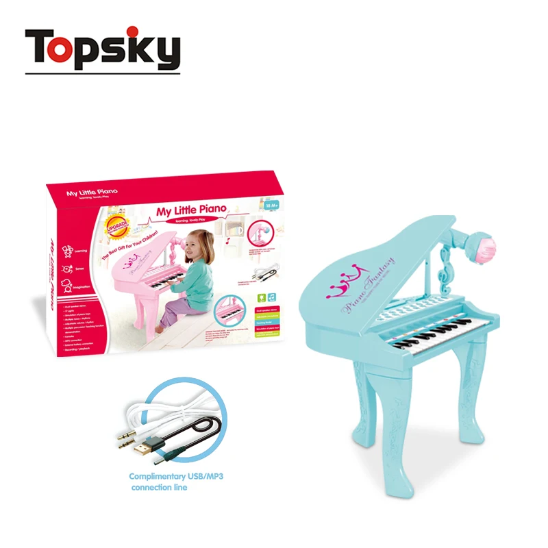 Plastic kids little piano 25 keys electric grand piano keyboard toys with microphone