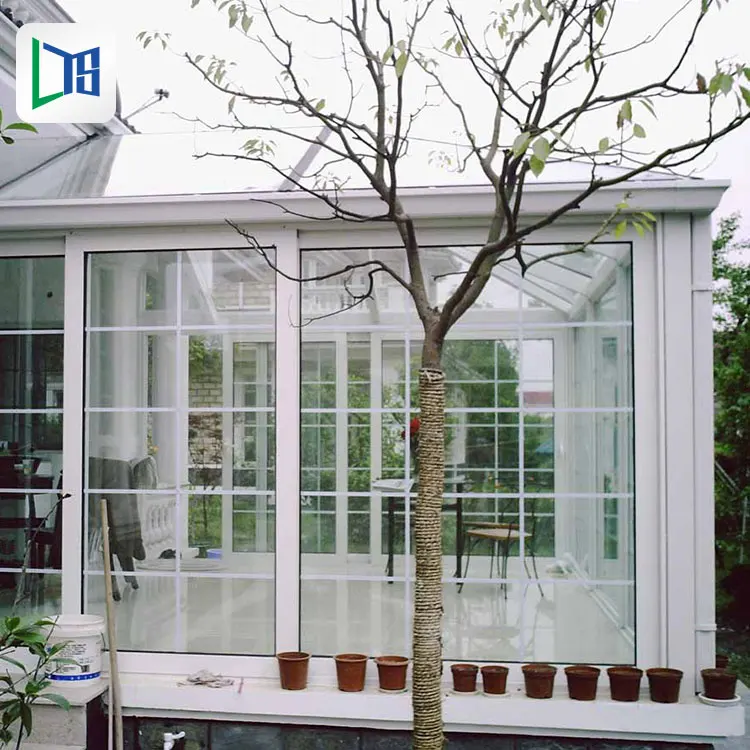 Outdoor White Color European Veranda with Aluminium Roof Customized Aluminum Sun Room Winter Garden Glass House