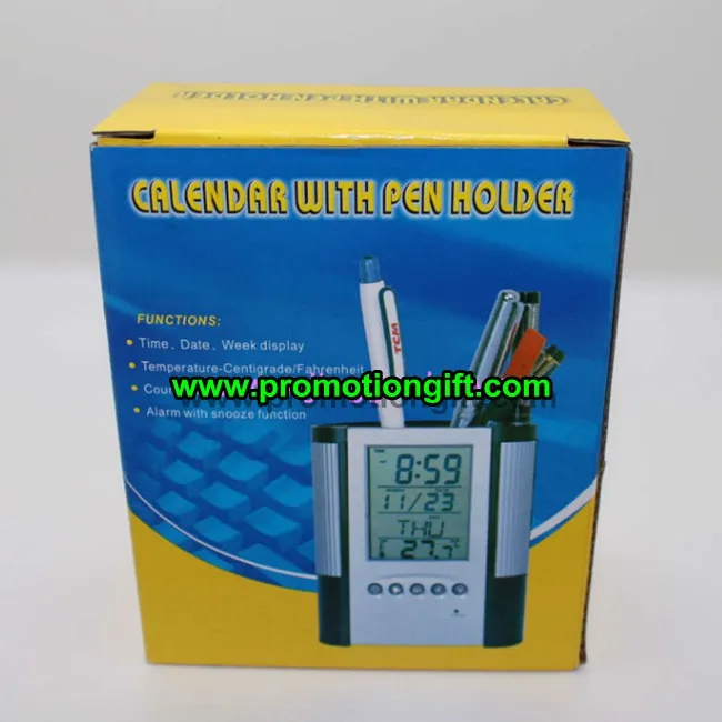  Многофункциональный пластиковый держатель для ручек с календарем и часами