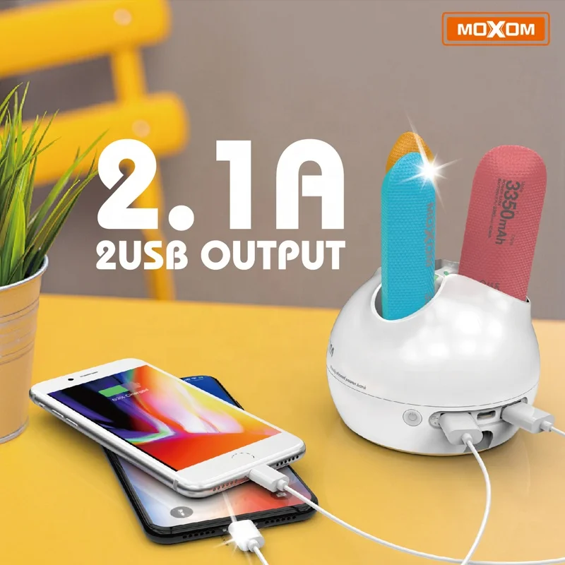 Gift items Power Bank Station Fast Charging 3 Mini PowerBank 3350mah MOXOM Powerbank Smart With Cables