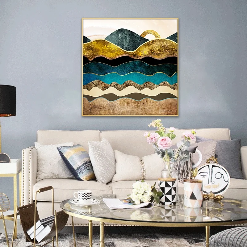 Abstract Picture Painting Glass Crystal Wall Art With Aluminium Frame