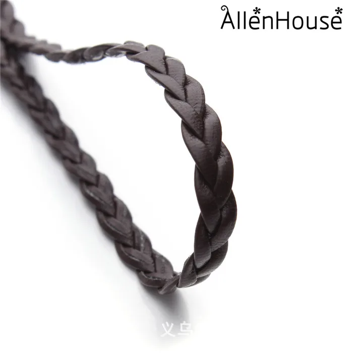 Make lovely pink Color 5mm wide flat Pu Leather String Braided Cord for jewelry making