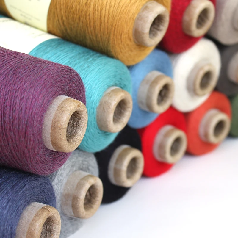 Lotus Yarn Lace Weight 3/21nm Cashmere Wool Blended Soft Colored Yarn On Cone For Machine Knit