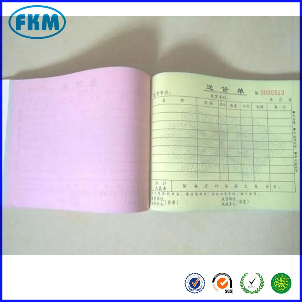 Custom Triplicate Carbonless invoice book sales receipt note Docket Receipt Quote NCR books