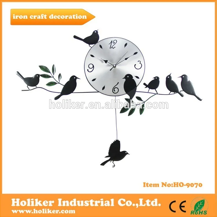 iron craft decoration clock with birds