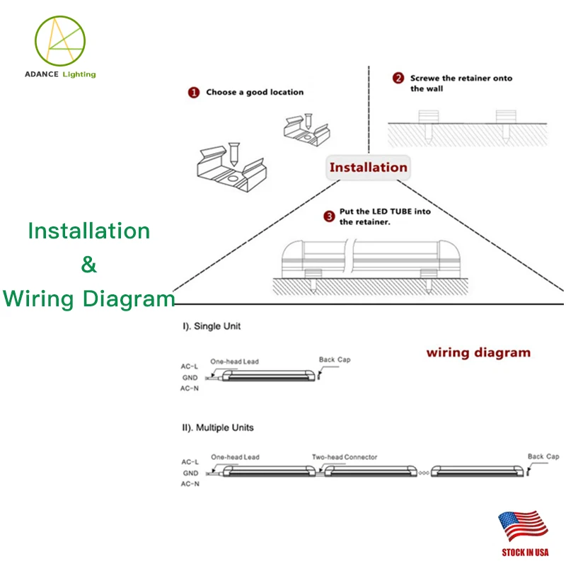 Advance lighting (25 PACK) White light 5ft 48W office Led integrated V shape Tube light SMD2835 240LEDS US stock shop fixture T8