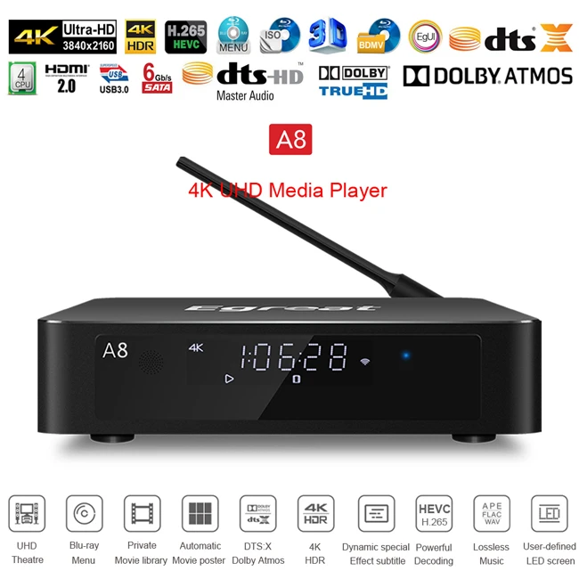 2018 Hard Drive FULL HD Media Player 2TB - 8TB Egreat A8