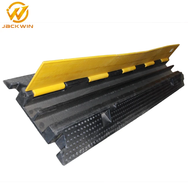 Yellow Jacket 2 Channel Electrical Wire Cable Protector/Rubber Kerb Ramps/Floor Cable Cover